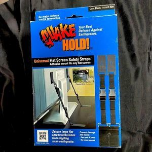 QUAKE Hold Universal Flat Screen Safety Straps Model4520 adhesive mount no holes